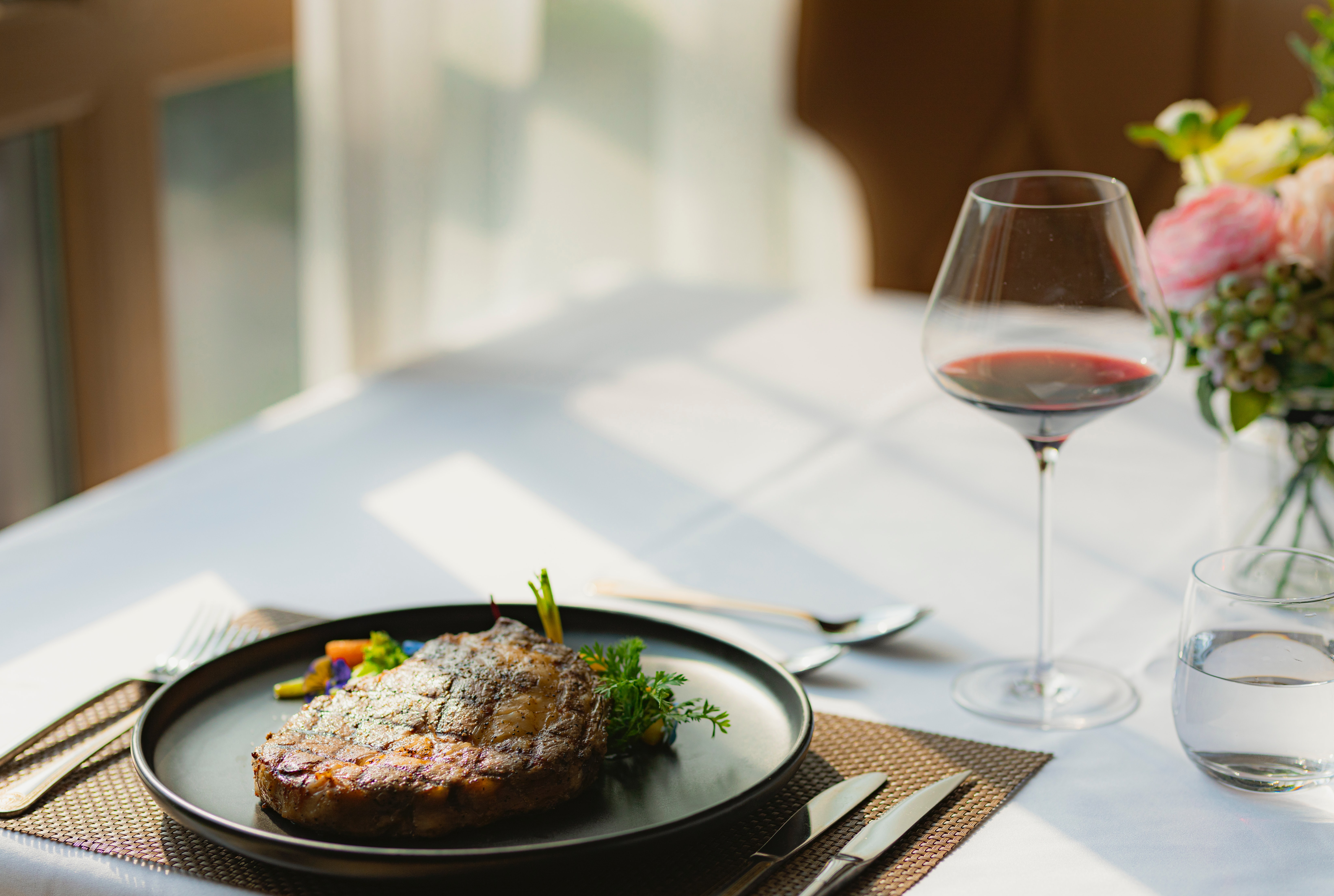 wine and steak